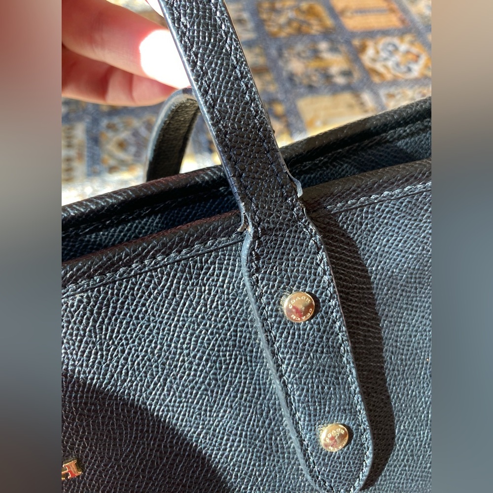 Coach City Tote Bag in Black Crossgrain Leather w Zip Top - Picture 8 of 14